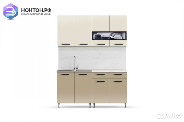 Кухня Рио-2 1.6м бежевый / капучино