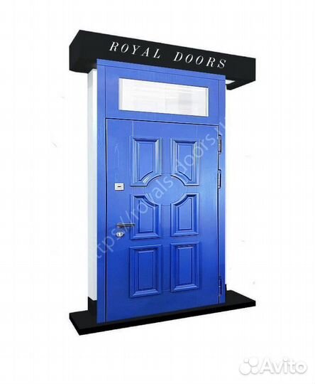 Металлическая дверь с фрамугой и багетом