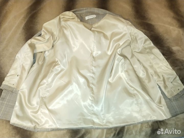 Пиджак женский прямой двубортный принт гленчек