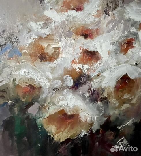 Букет роз картина маслом на холсте 40*40 см