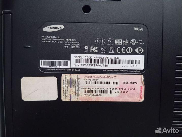 Ноутбук samsung rc520