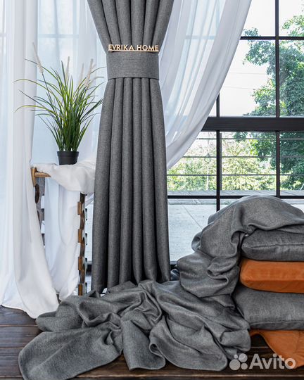 Шторы рогожка Орфей Темно-серый