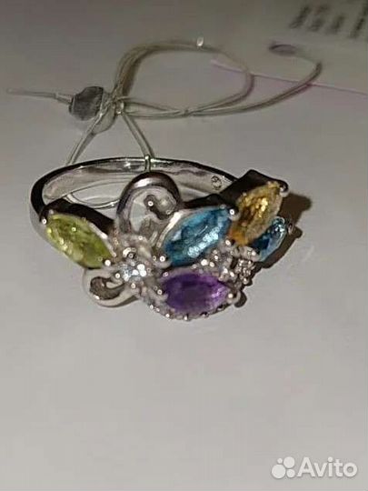 Серебряное кольцо с натуральными камнями 16,5 р