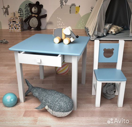 Детский стол и стул с ящиком