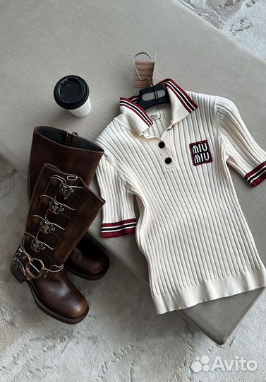 Футболка поло miu miu