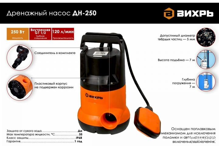 Насос дренажный Вихрь дн