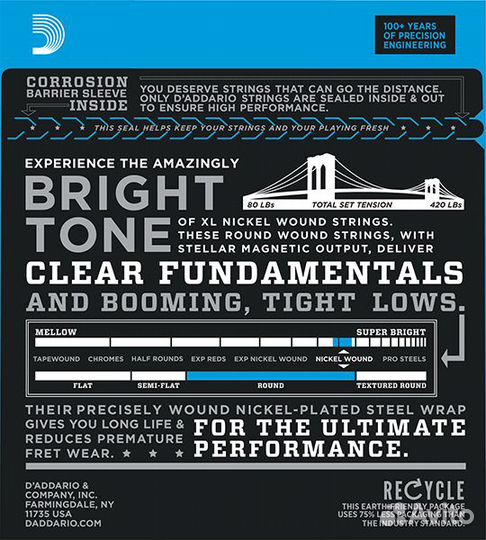 EXL220 XL nickel 40-95 DAddario бас струны