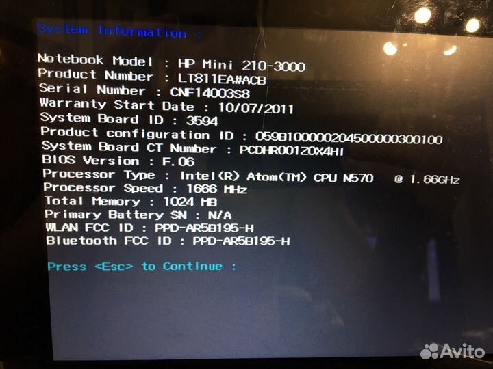 Нетбук hp 210-3052er mini разбор