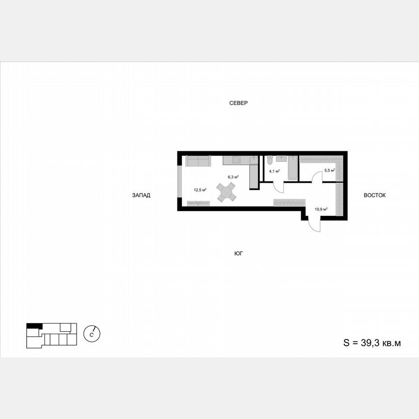 Квартира-студия, 39,3 м², 13/17 эт.