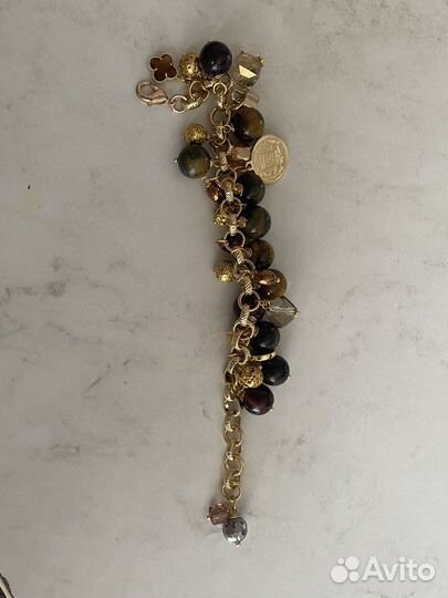 Браслет с тигровым камнем и камнями сваровски