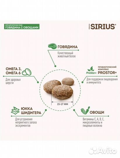 Корм для собак сириус 20 кг