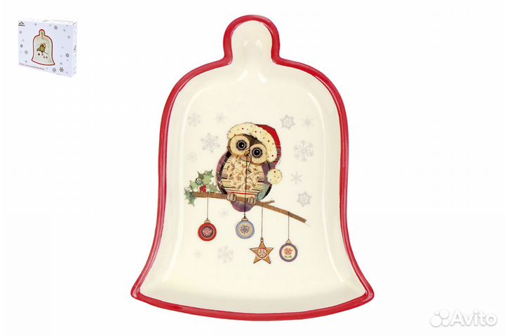 Блюдо 19,5*15,1см форма Колокольчик Owl Christmas