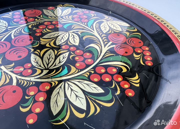 Поднос хохлома СССР металлический 33 см