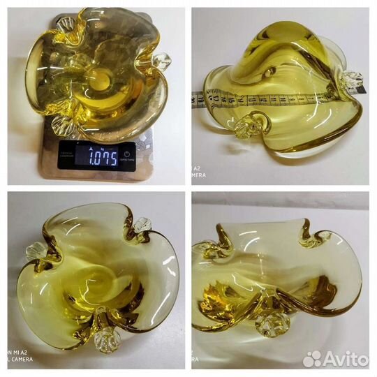 Вазы, фруктовницы, пепельницы из цветного стекла С