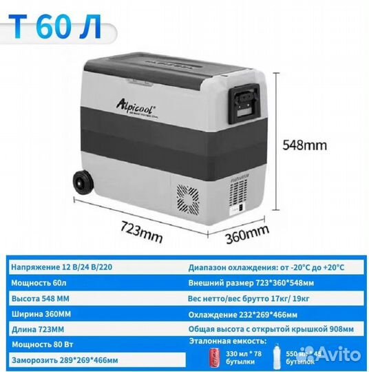 Автохолодильник alpicool T60