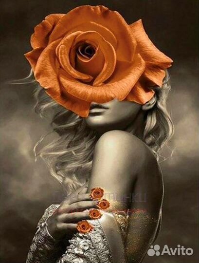 Алмазная мозаика 40x50 Девушка с огромной чайной р