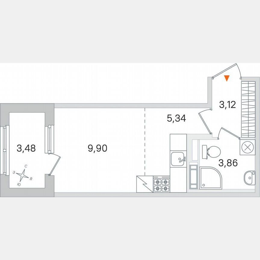 Квартира-студия, 24 м², 3/4 эт.