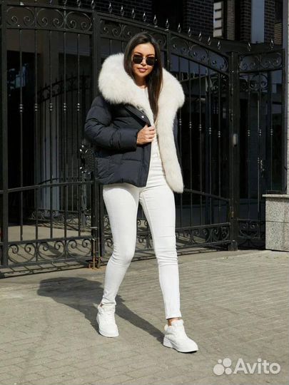 Укороченный Пуховик с мехом
