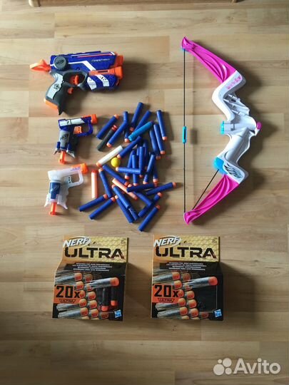 Nerf бластеры, лук, патроны