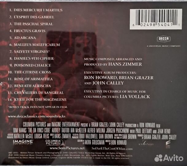 CD Hans Zimmer - The Da Vinci Code