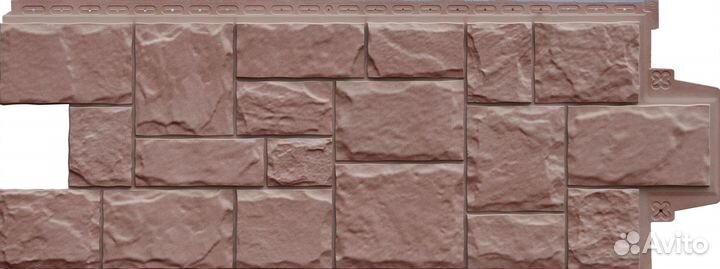 Фасадные панели Grand Line Крупный Камень design plus Миндаль