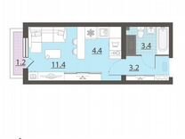 Квартира-студия, 22,8 м², 10/25 эт.