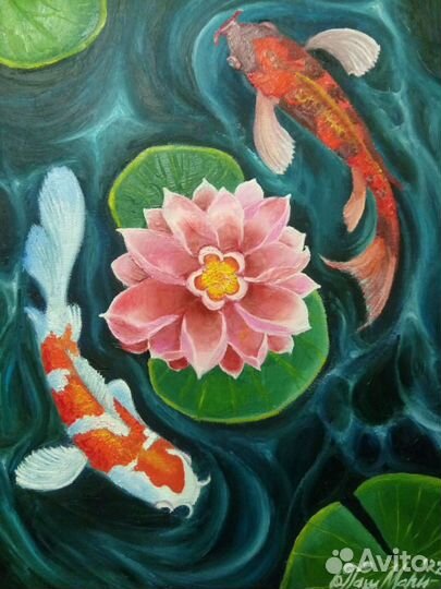 Гармонизирующая картина маслом Карпы Кои