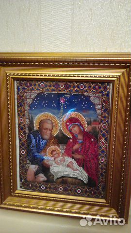 Картина бисером ручной работы Икона
