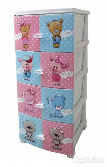 Комод декор Друзья белый, 4 секции