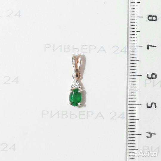 Золотая подвеска с агатом и фианитом 585 пробы 1,06 грамм