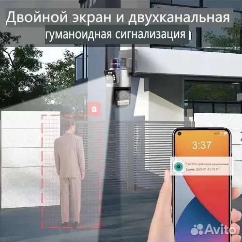 Уличная wifi камера с двумя объективами, мигалкой