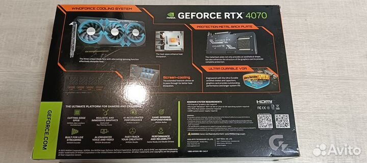 Gigabyte GeForce RTX 4070 Windforce OC 12Gb. Новая