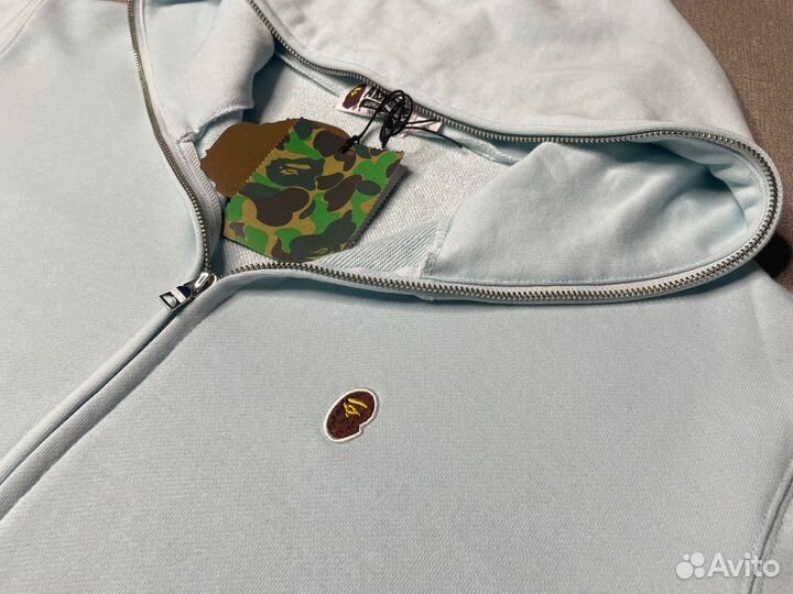 Зип худи Bape full zip голубая