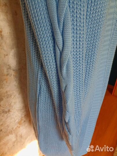 Кардиган женский длинный размер 42-48-52 голубой