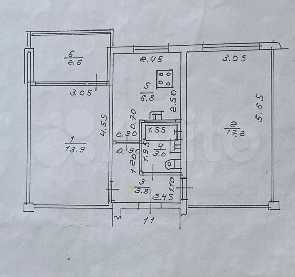 2-к. квартира, 47,3 м², 5/5 эт.