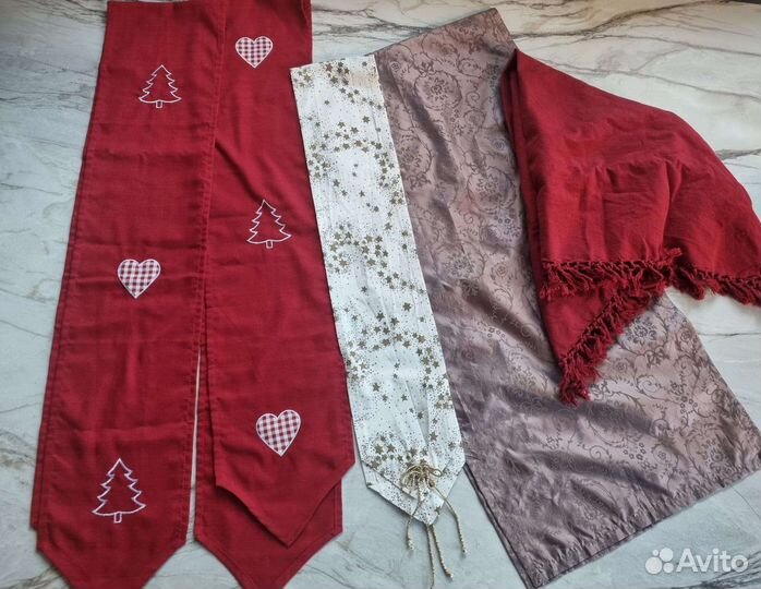 Скатерть дорожки для стола новогодние текстиль