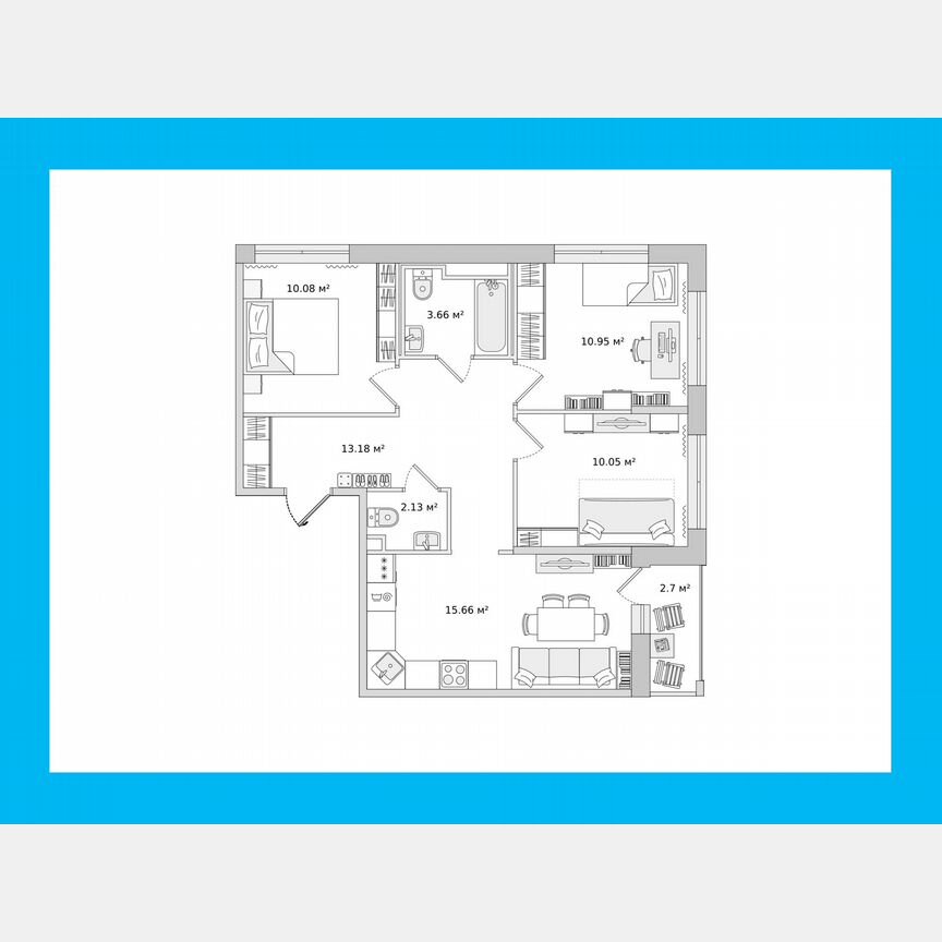 3-к. квартира, 65,8 м², 14/15 эт.