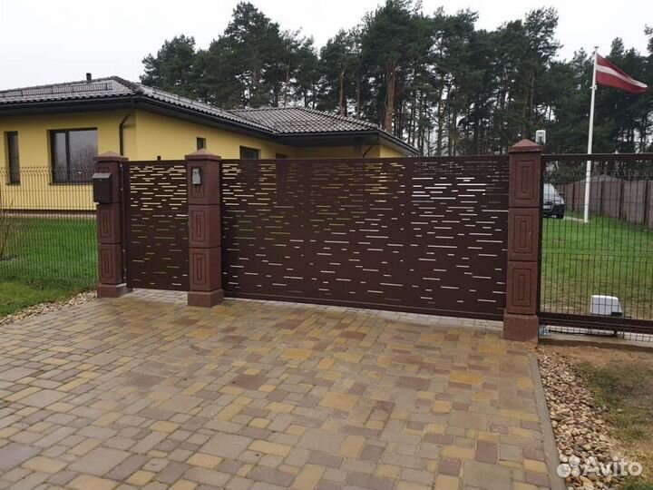 Откатные ворота с калиткой арт.007