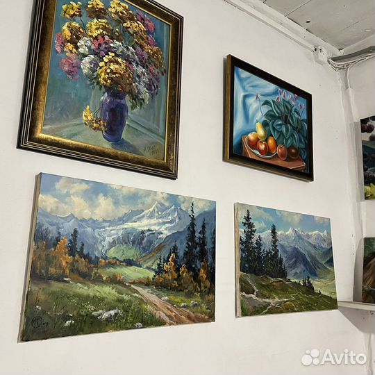 Картина маслом на холсте пейзаж горы Кавказ 40*60