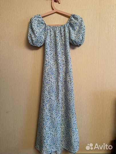 Летнее голубое легкое платье размера S
