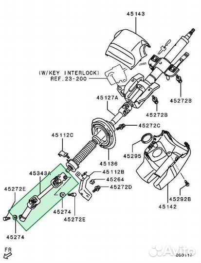 Рулевой карданчик Mitsubishi Pajero Sport KH 4D56
