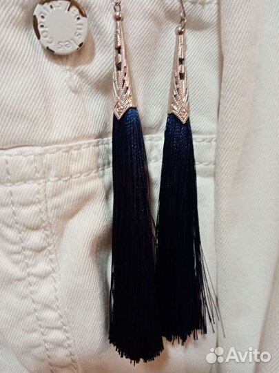 Сережки кисточки синие