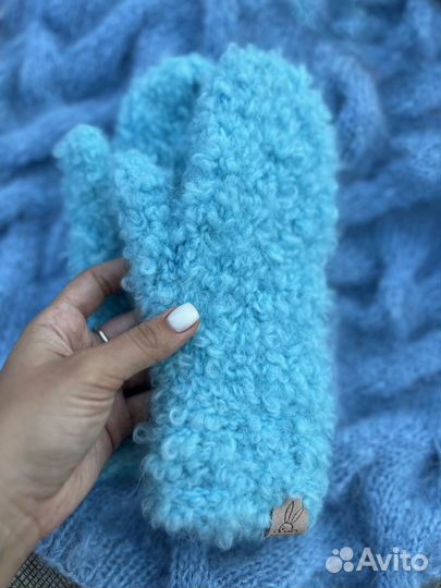 Варежки вязаные кудрявые барашки ручная работа