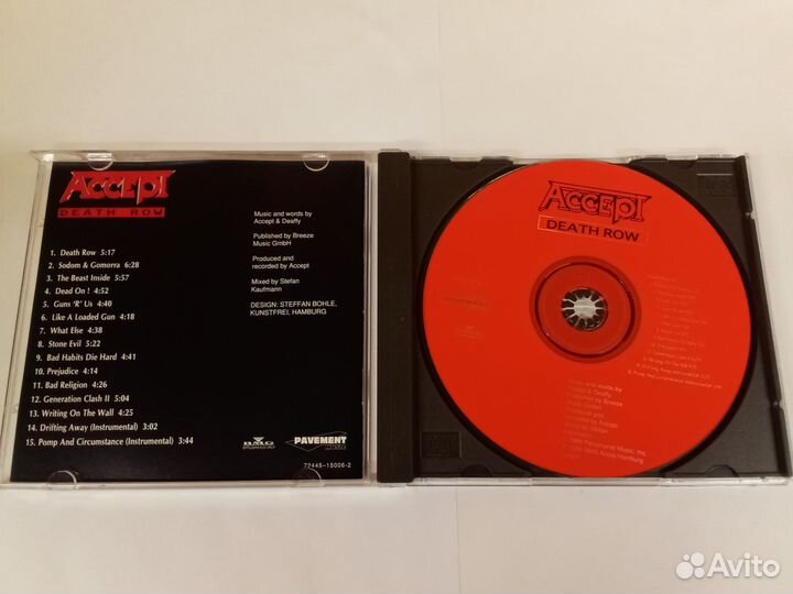 CD Accept Death Row, 1995 Германия, оригинал