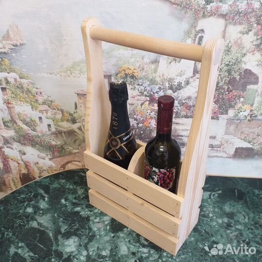 Подарочный ящик под бутылки. Массив сосны