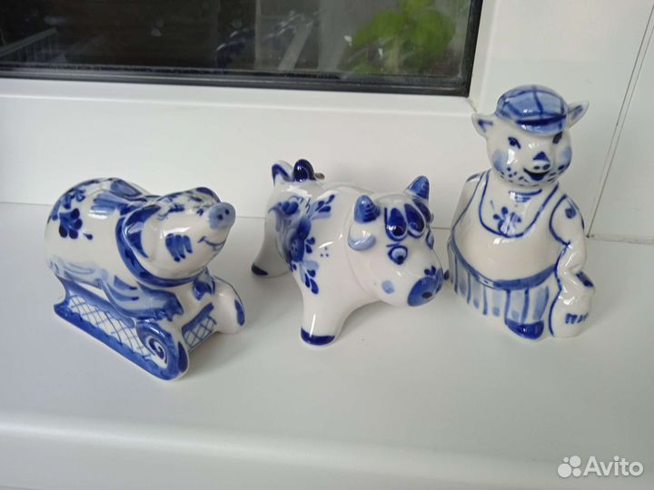 Гжель, Тигренок, собачка, хрюша и проч