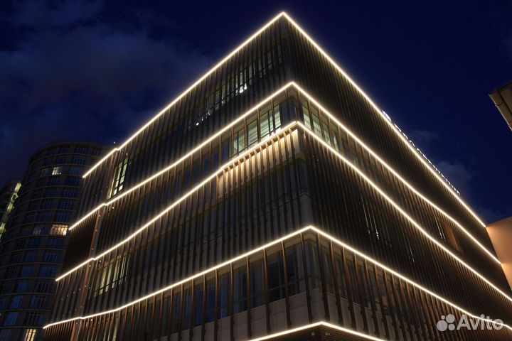 Контурная подсветка дома уличное освещение неоном