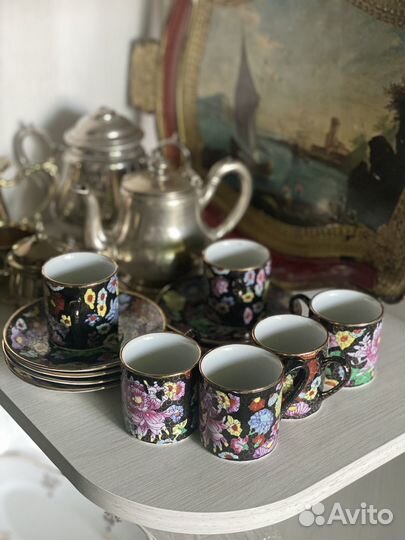 Сервиз чайный кофейный китай винтаж ручная роспись