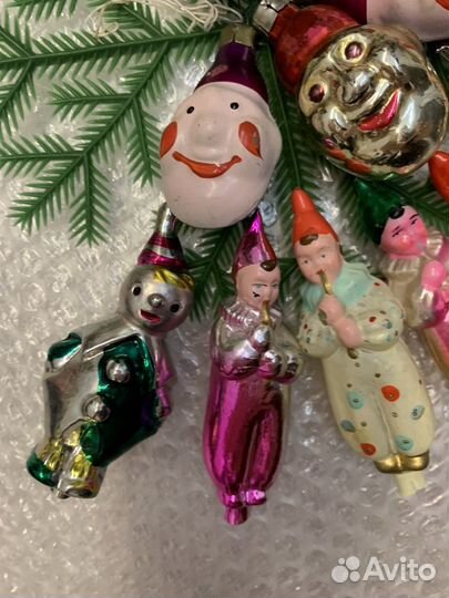 Елочные игрушки СССР клоуны, голова клоуна
