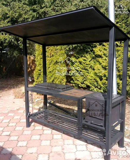 Мангал лофт с печью под казан